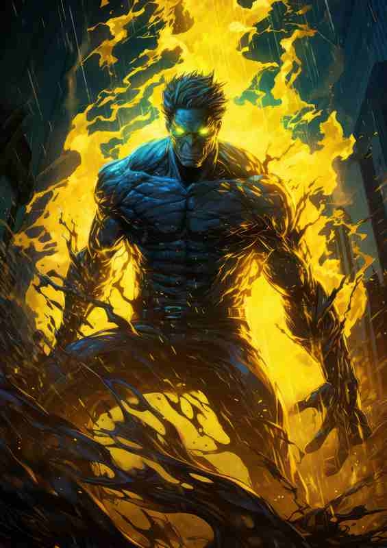 Cartton style character yellow glowing