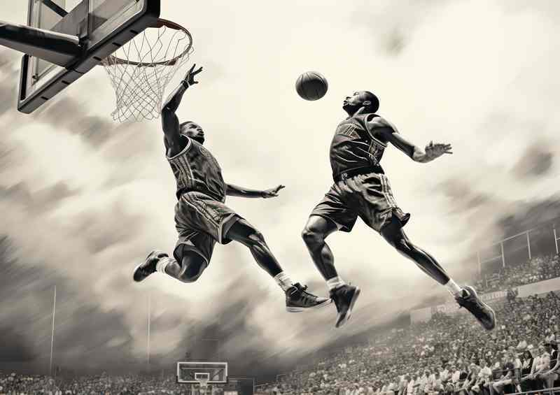 Basketball Double dunker in fullcourt by person