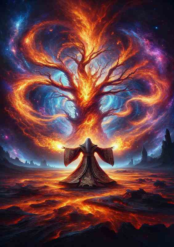 Ancient Mage Conjuring Primordial Flames
