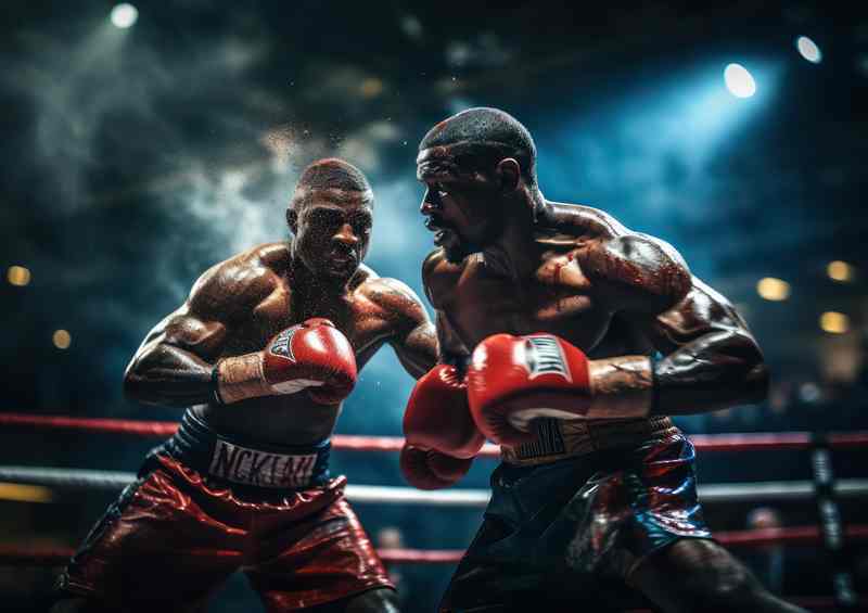 Boxers fighting in the ring with blurred background