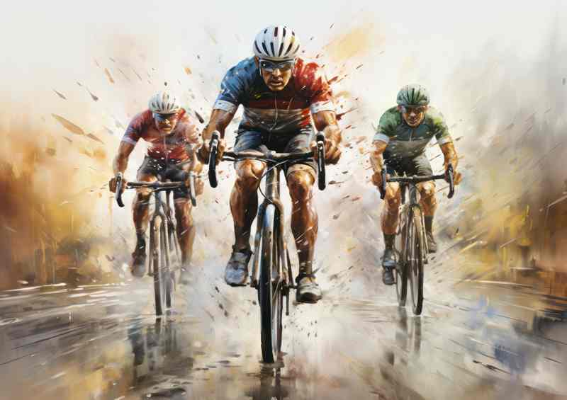 Cyclists racing in a blurred background