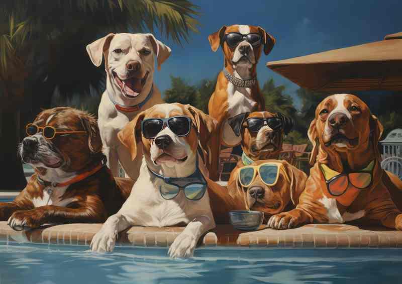 Dog snookering club in a pool