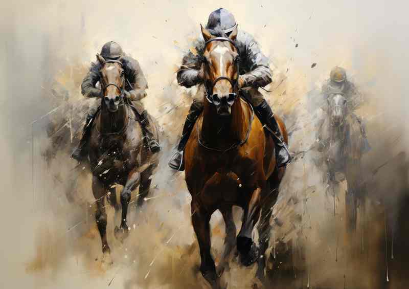 Horse racing on the home straight