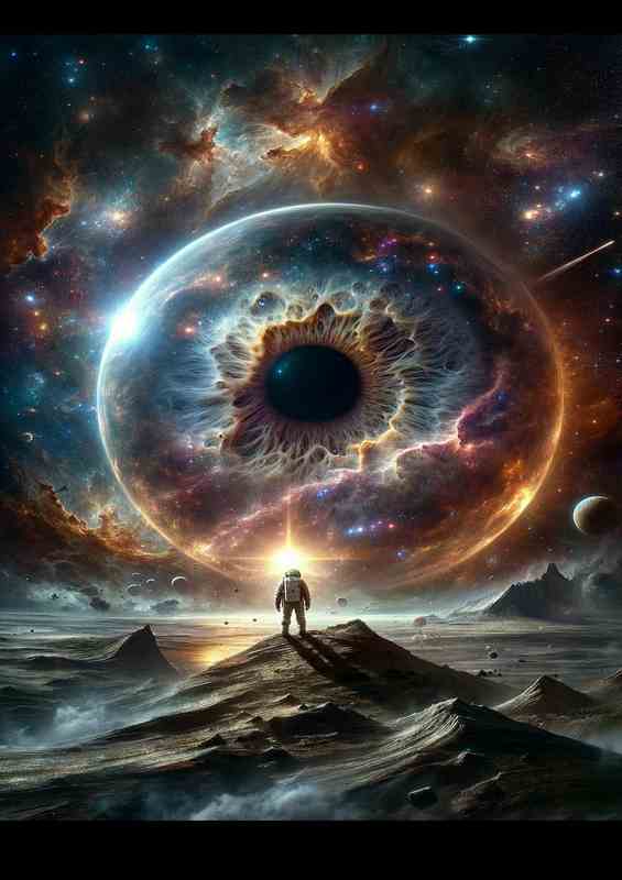 Visionary Cosmic Observer Gazing into Space