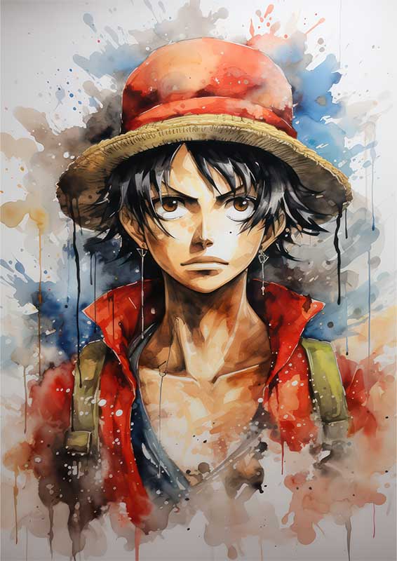 Monkey D Luffy one piece splash art in his straw hat