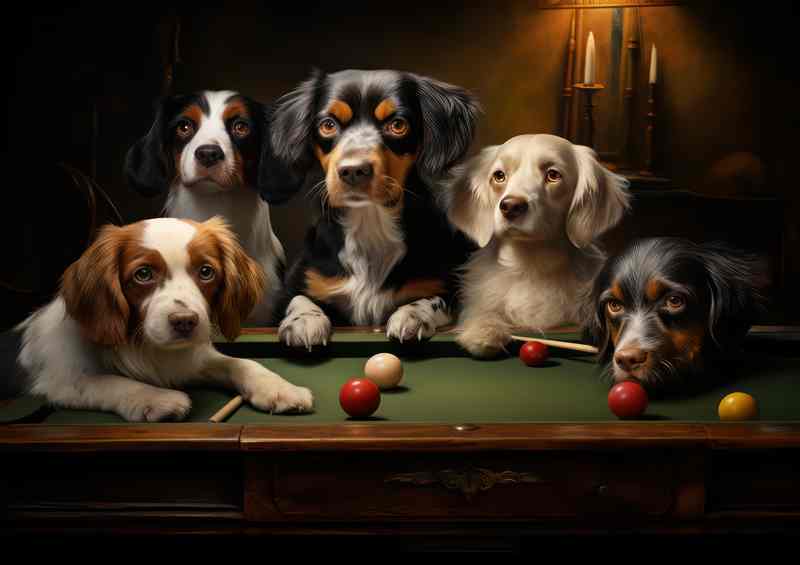The doggies of the pool table