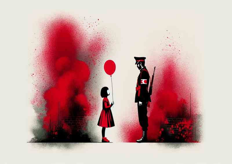 a young girl in a bright red dress holding a balloon