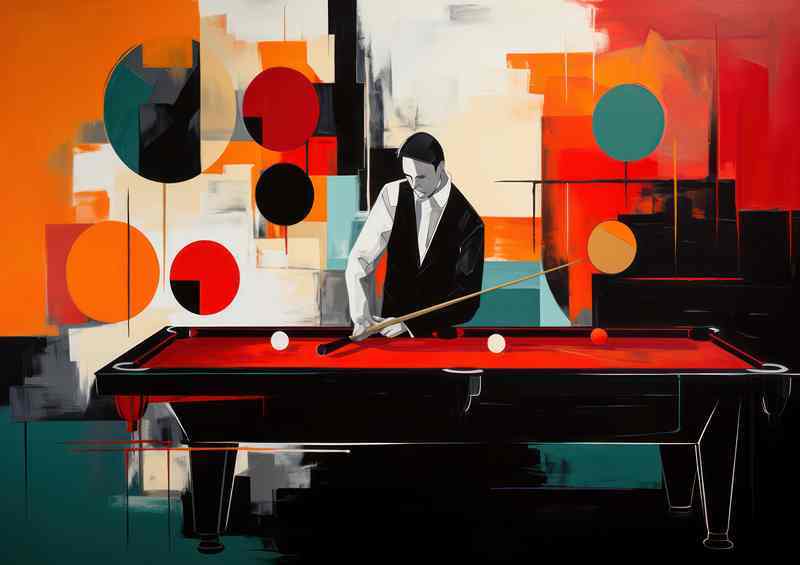 The man is playing snooker