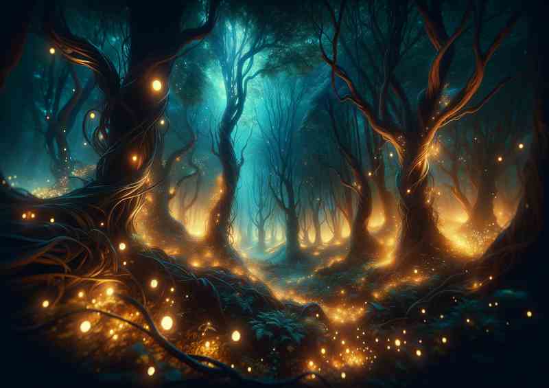 Enchanted Forest Illuminated by Mystic Lights