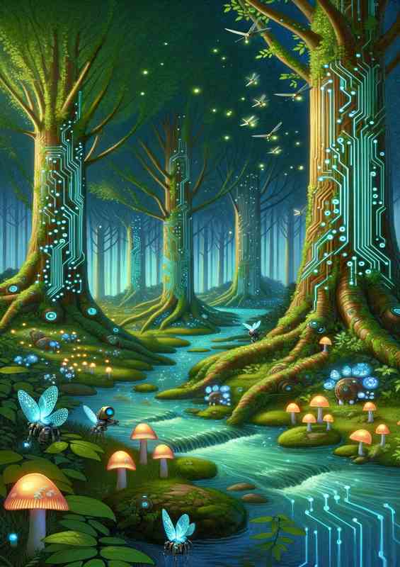 A whimsical cybernetic forest