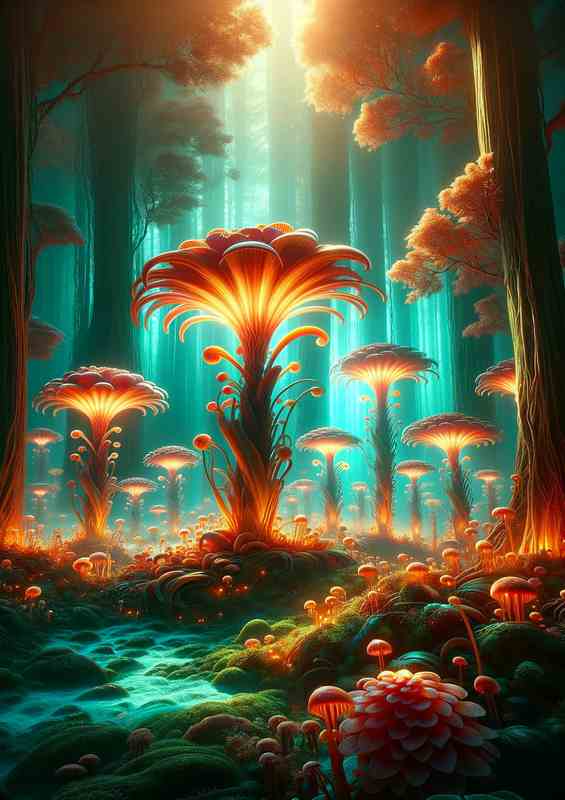 Enchanted Forest with Luminescent Alien Flora