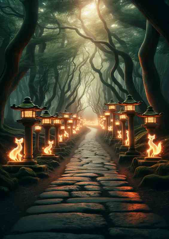 Enigmatic Foxfire Lanterns Down the path