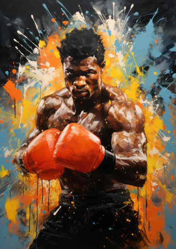 A boxer after the fight splash art style