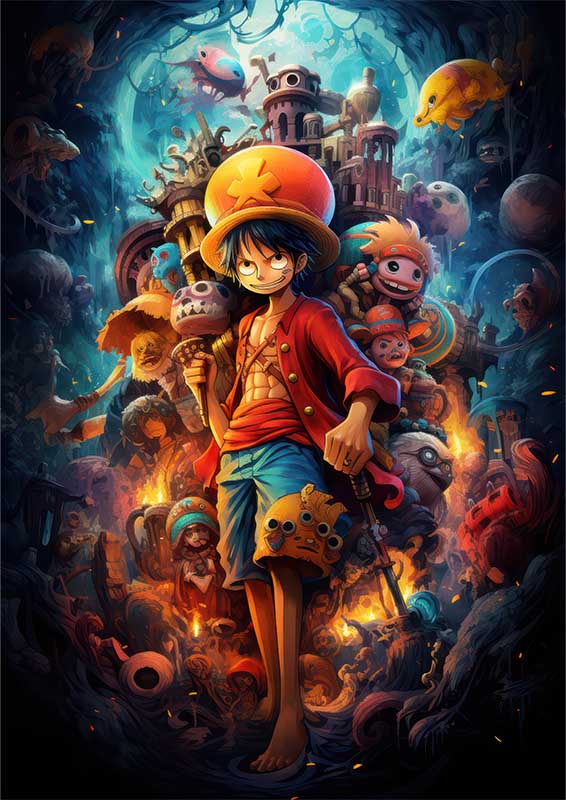 Monkey D Luffy one piece with characters