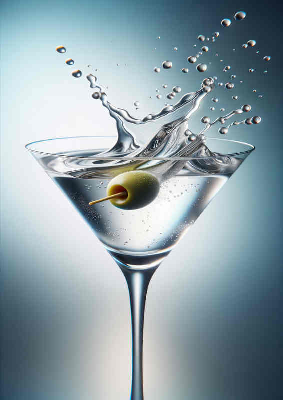 Classic Martini Elegance Olives Dance in Glass