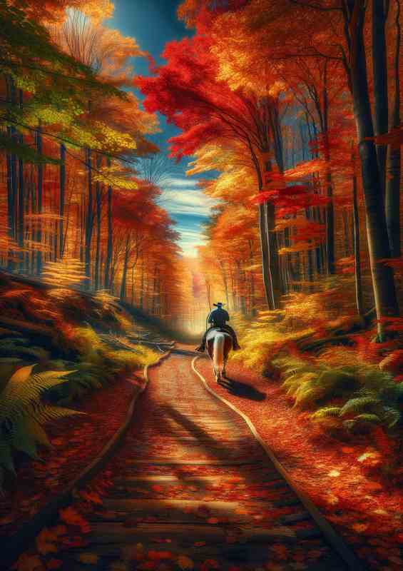 Rustic Passage Fall Canopy Trail Metal Poster