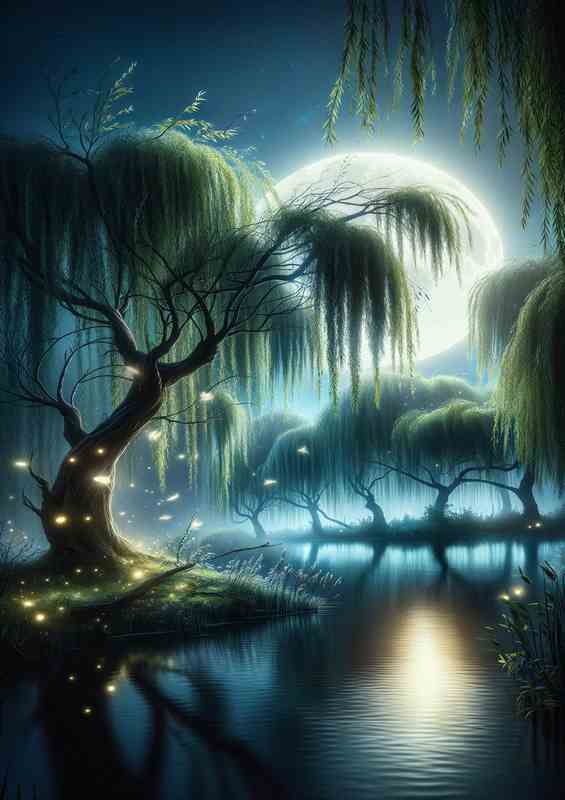 Whispering Willows by Moonlight