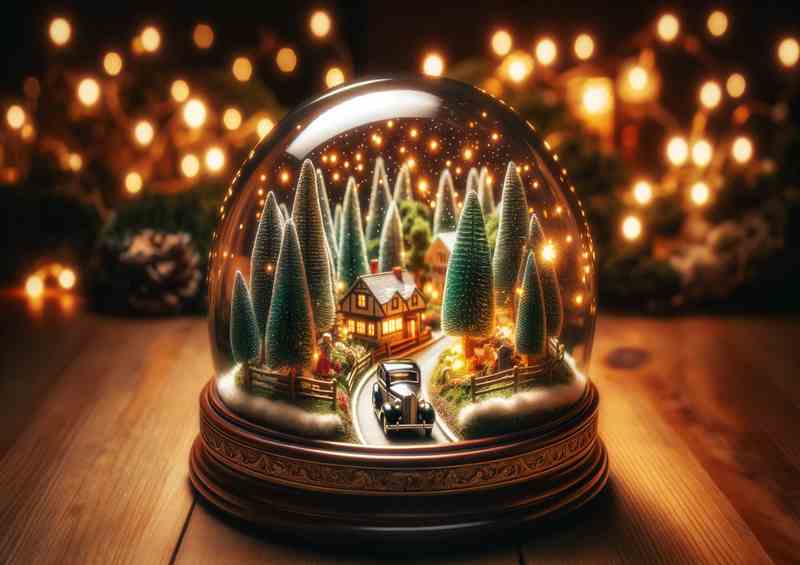 Enchanted Miniature Car World in Glass Globe