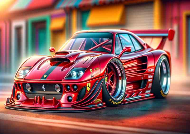Ferrari XRacer Exaggerated Street Car Metal Poster