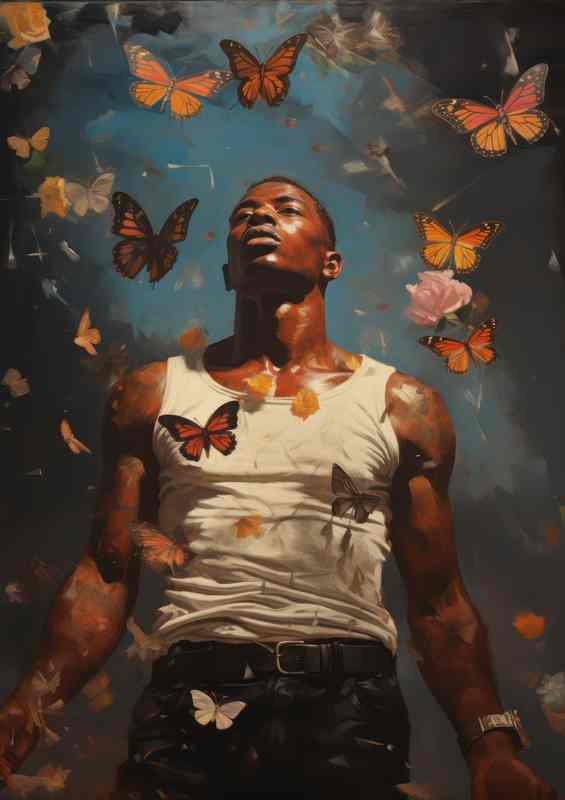 Boxer float like flying butterflies art style