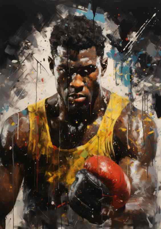 Boxing athlete posing in the painted style art