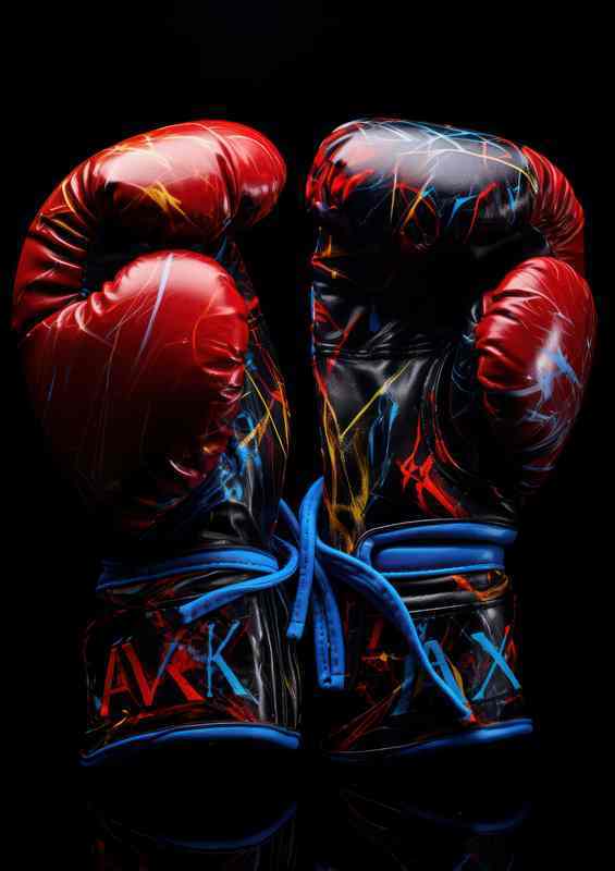 Boxing gloves painting on black background