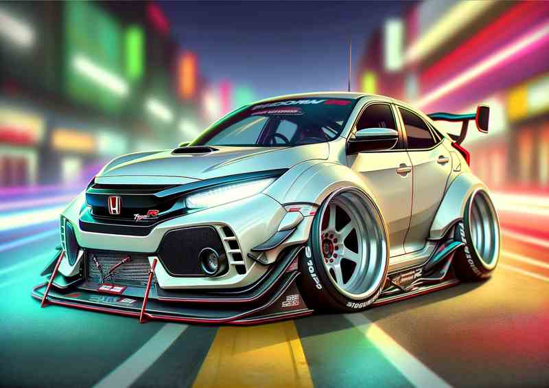 Honda Civic Racer Metal Poster