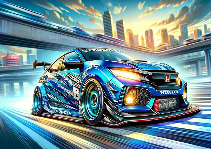 Honda Racer Metal Poster 
Blue Racer Metal Poster