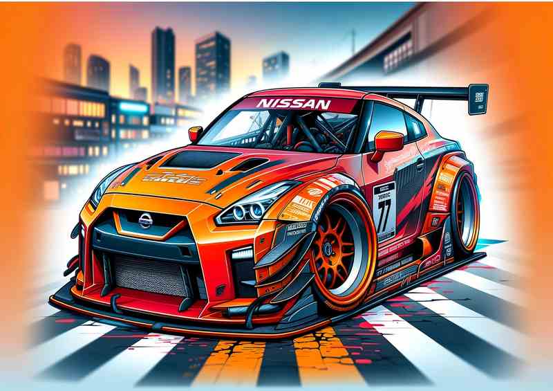 Nissan street racing car with oversized features