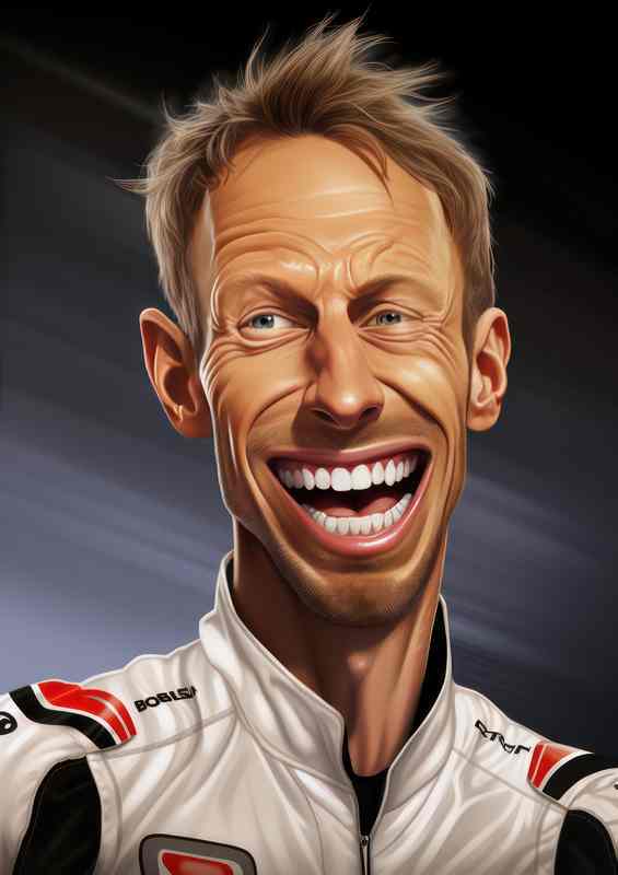 Caricature of Jenson Button F1 driver