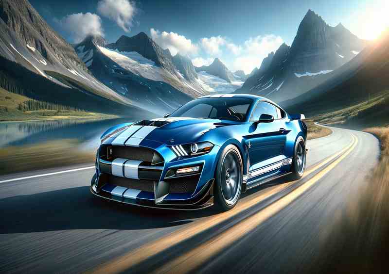 Sleek Shelby Blue Metal Poster