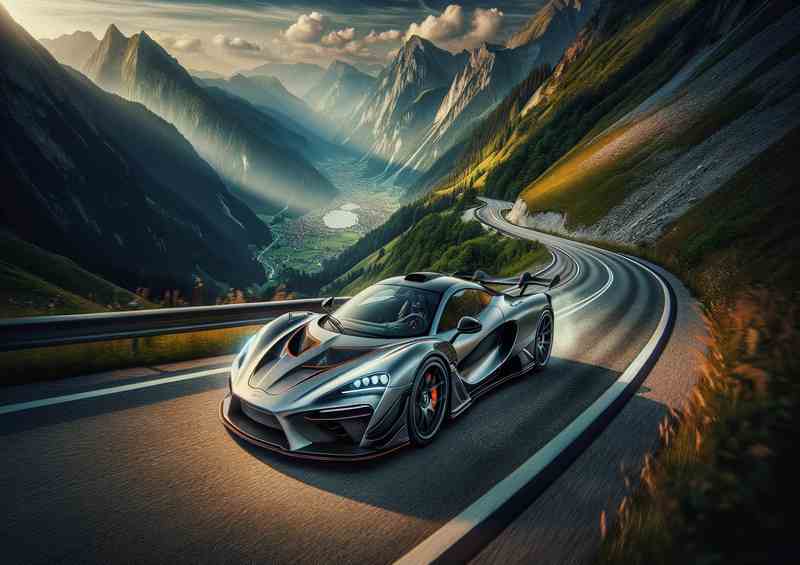Sleek Supercar on Mountain