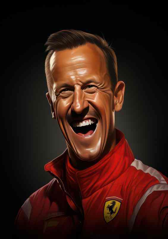 Caricature of Michael Schumacher racing driver
