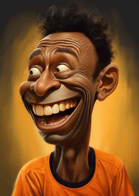 Caricature of Pele the footballer