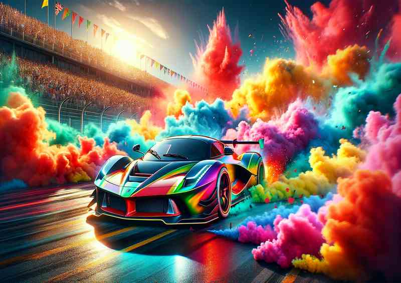 Vibrant Supercar Battl Metal Poster