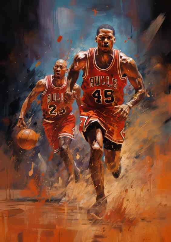 Chicago bulls player in motion basketball