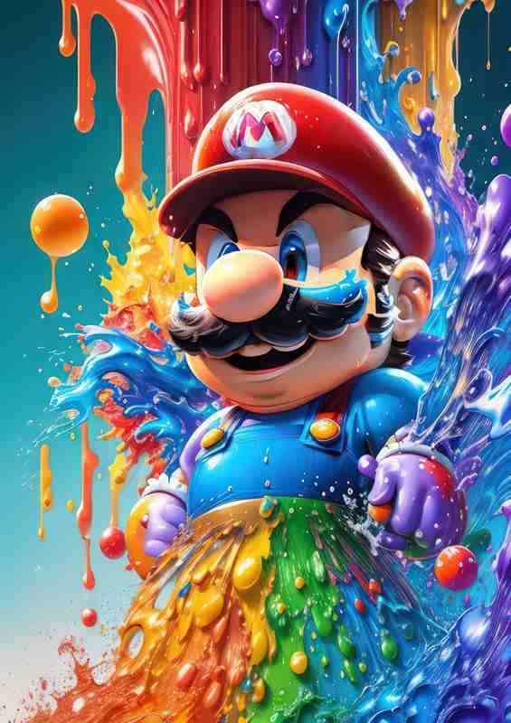 Mario exploding with colours