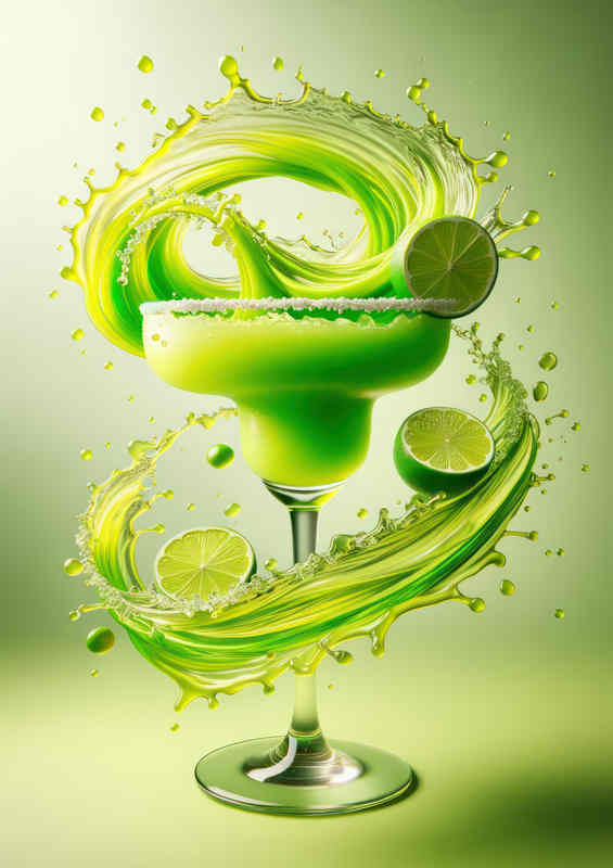 Green Apple Margarita Citrus Swirls and Dynamic Splash