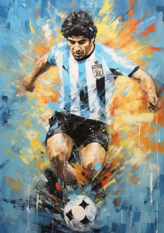 Diego Maradona Footballer with ball painted style
