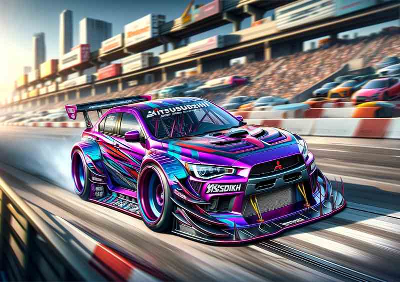 a Mitsubishi street racing car with oversized features