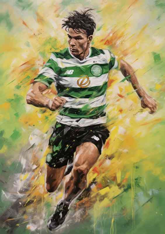 Kieran Tierney Footballer in the style of splash art