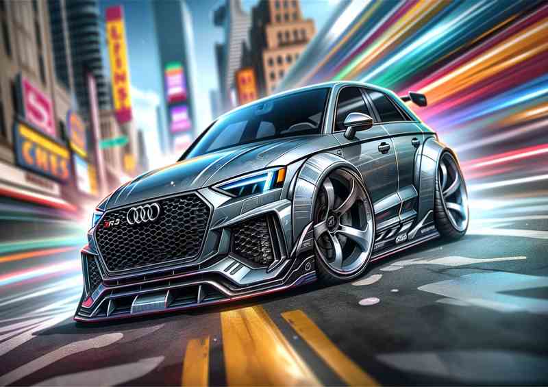 Audi RS3 The car is designed sleek grey cartoon style