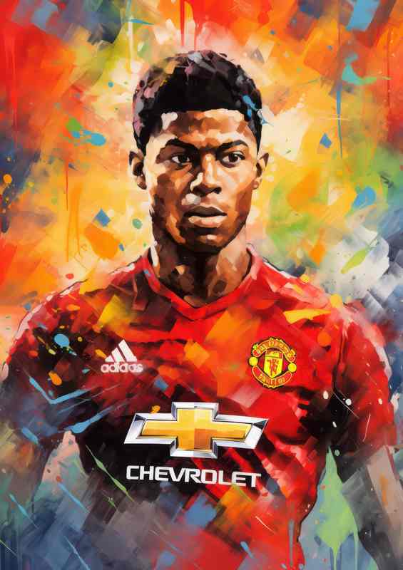 Marcus Rashford Footballer painted art style