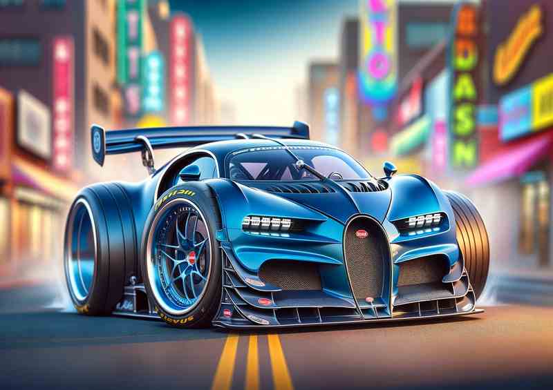 BuStRaCa ExtMtl Pos - Bugatti Street Racing Car Metal Poster