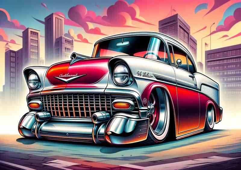 Chevy Belair with extremely exaggerated features