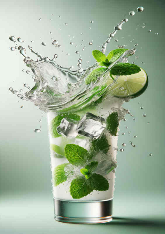Mojito Glass with Mint Splash
