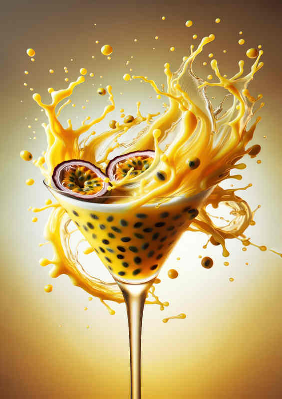 Passion Fruit Martini Vivid Swirls and Splash Close up