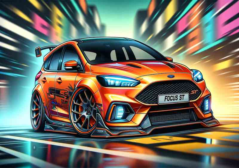 Ford FOCUS ST Orange Metal Poster