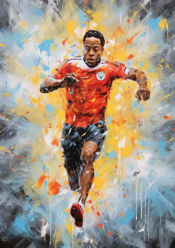 Raheem Sterling Footballer in the style of art
