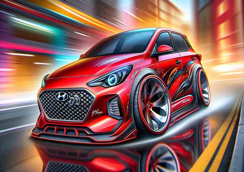 Hyundai i20 Red Metal Poster